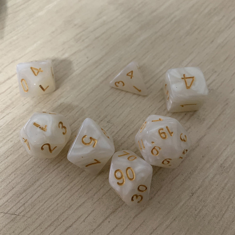 7PCS Random Polyhedral Dice Set with Pearlized Effect