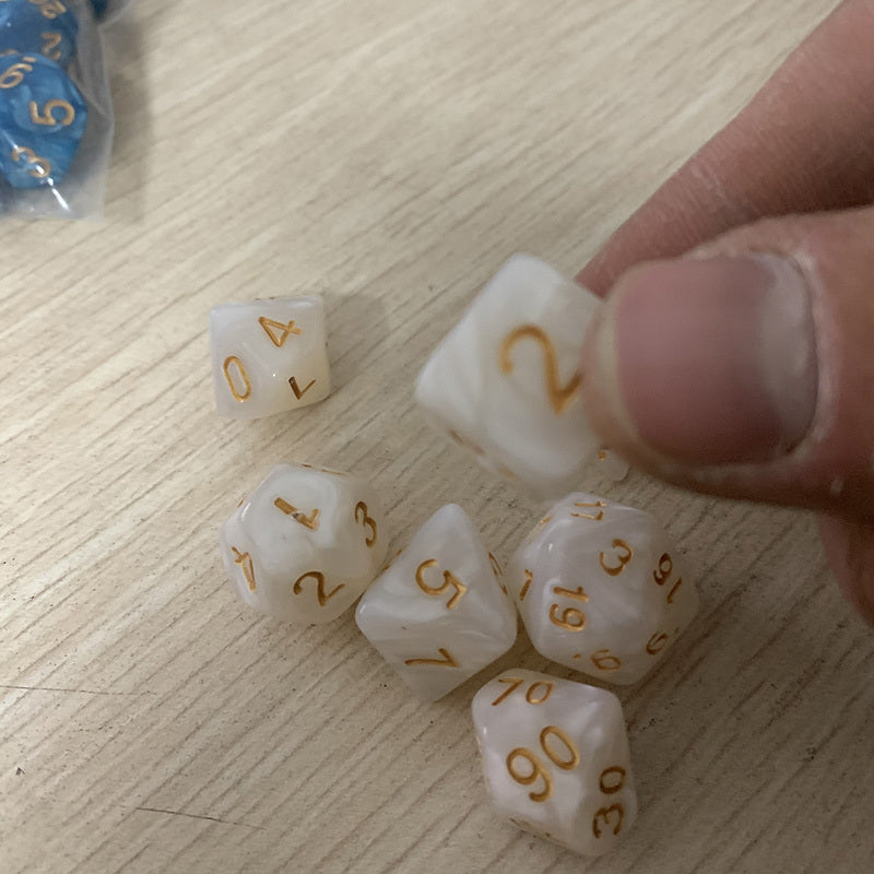7PCS Random Polyhedral Dice Set with Pearlized Effect