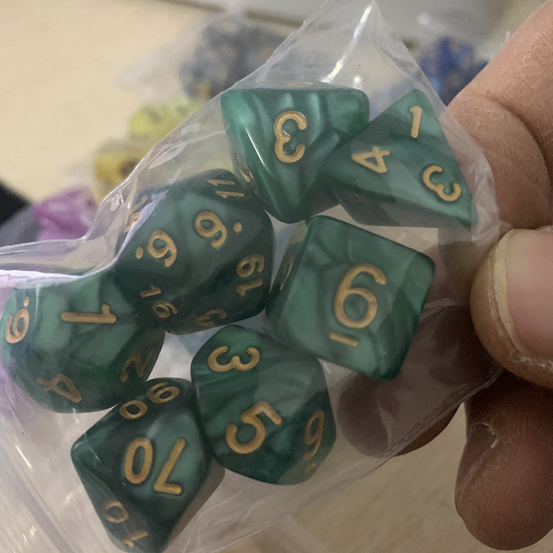 7PCS Random Polyhedral Dice Set with Pearlized Effect