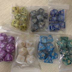 7PCS Random Polyhedral Dice Set with Pearlized Effect