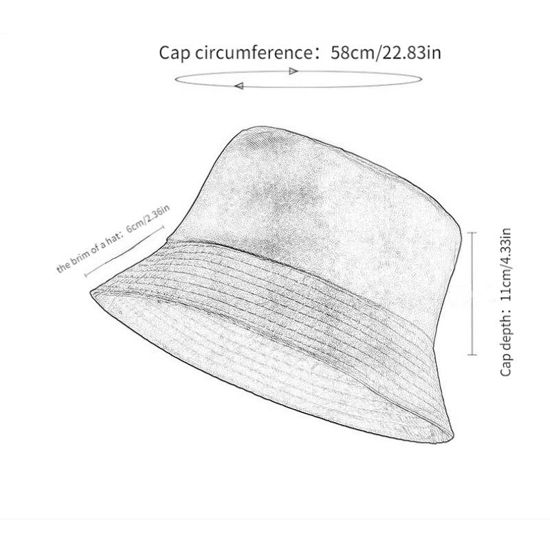 Cartoon Puppy Print Bucket Hat Solid Sun Hat Reversible Basin Hat
