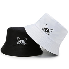 Cartoon Puppy Print Bucket Hat Solid Sun Hat Reversible Basin Hat