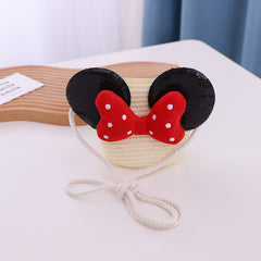 Girls Mini Beach Bag Straw Bag Cartoon Summer Girls Crossbody Bag