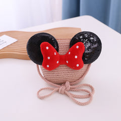 Girls Mini Beach Bag Straw Bag Cartoon Summer Girls Crossbody Bag