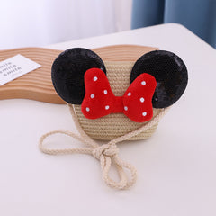 Girls Mini Beach Bag Straw Bag Cartoon Summer Girls Crossbody Bag