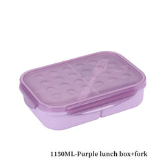Portable 3 Grid Lunch Box with Fork & Spoon