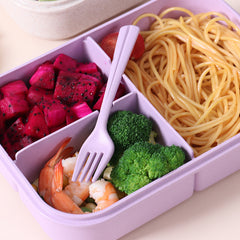 Portable 3 Grid Lunch Box with Fork & Spoon