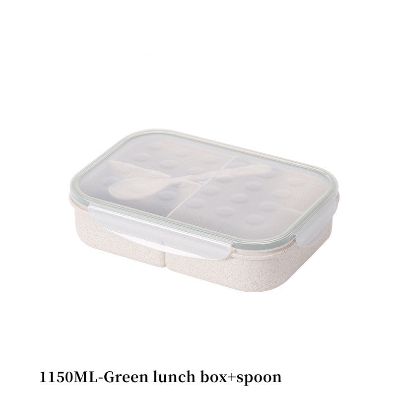 Portable 3 Grid Lunch Box with Fork & Spoon
