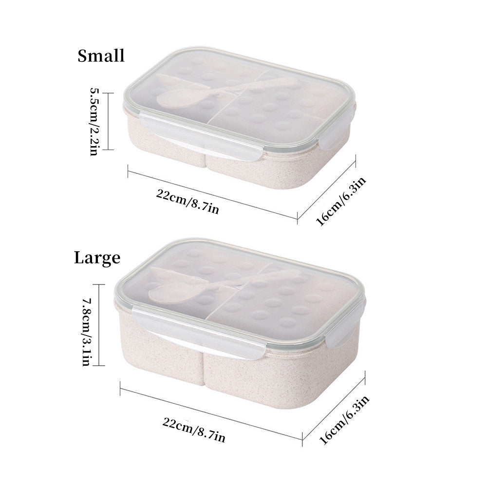 Portable 3 Grid Lunch Box with Fork & Spoon