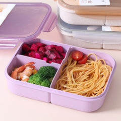 Portable 3 Grid Lunch Box with Fork & Spoon