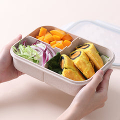 Portable 3 Grid Lunch Box with Fork & Spoon