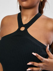 Ribbed Cut Out Cross Back Cami Top