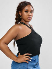 Ribbed Cut Out Cross Back Cami Top