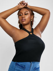 Ribbed Cut Out Cross Back Cami Top