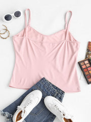 Casual Cami Top Women's Plus Plain Faux Pearl Decor