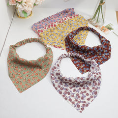 Floral Print Triangle Scarf Hair Wrap Elastic Headband Bandana