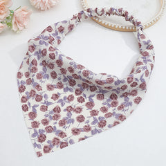 Floral Print Triangle Scarf Hair Wrap Elastic Headband Bandana