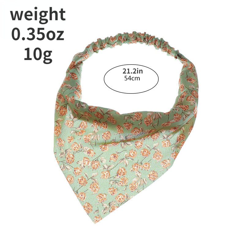 Floral Print Triangle Scarf Hair Wrap Elastic Headband Bandana