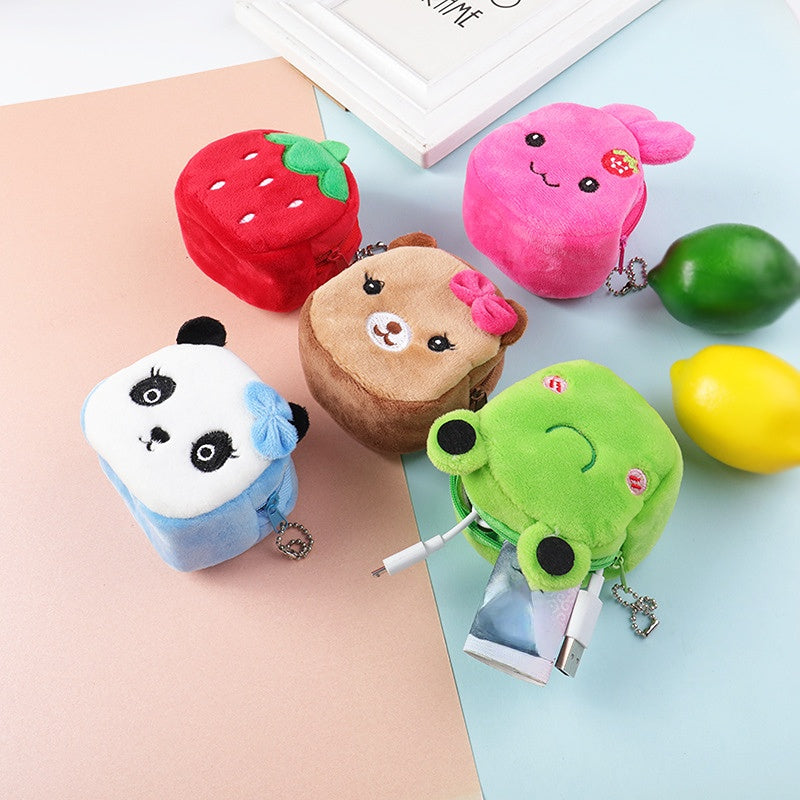 Girls Plush Cartoon Panda Rabbit Frog Bear Strawberry Coin Purse