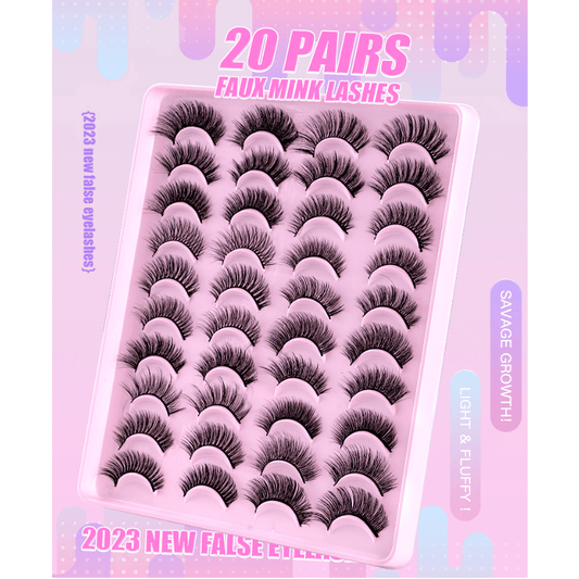20 Pairs Faux Mink Lashes 3D Effect Volume False Eyelashes
