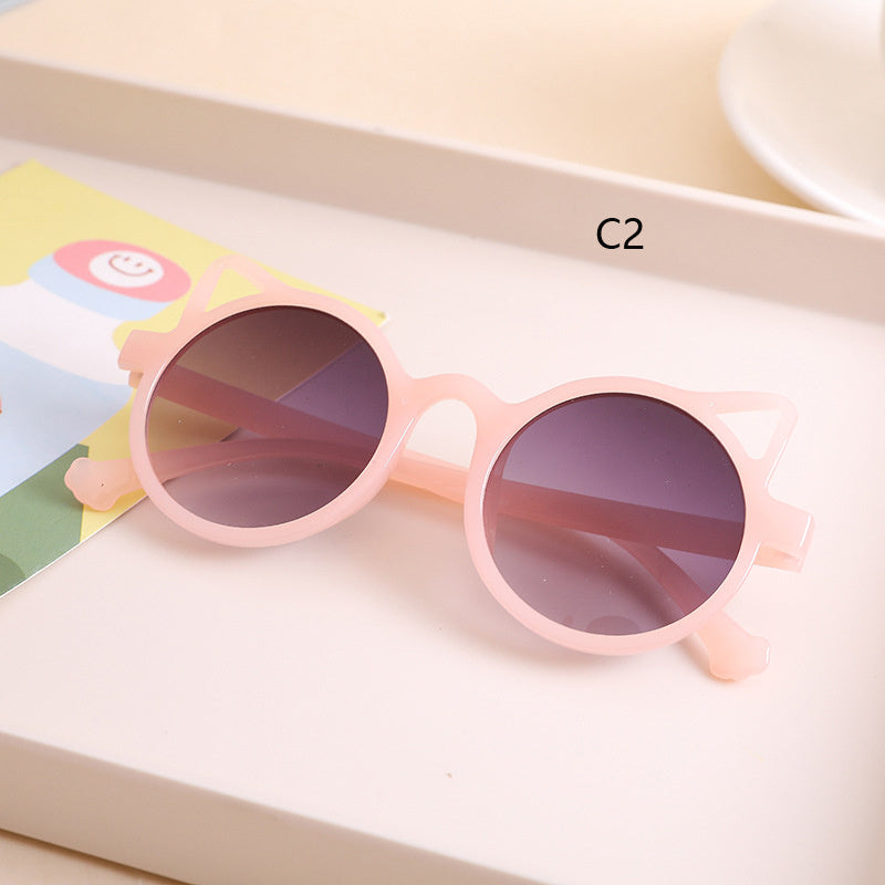 Boys Cat Ear Round Sunglasses for Sun Protection