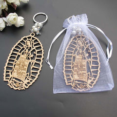 Stylish Wooden Key Chain with Pearl Decor