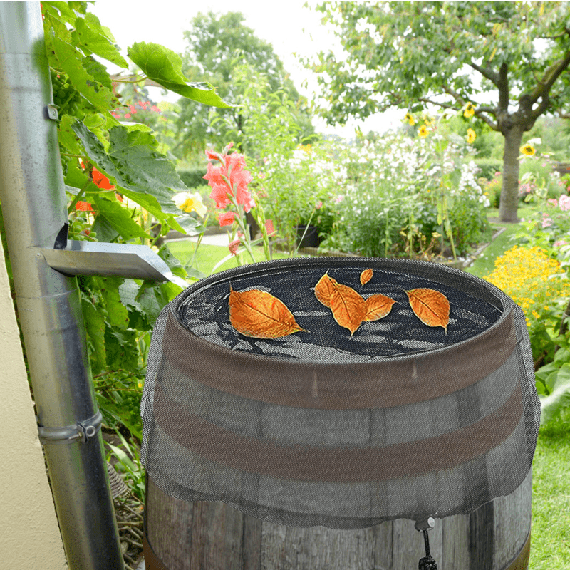 Rain Barrel Net Cover with Drawstring Water Butt Netting