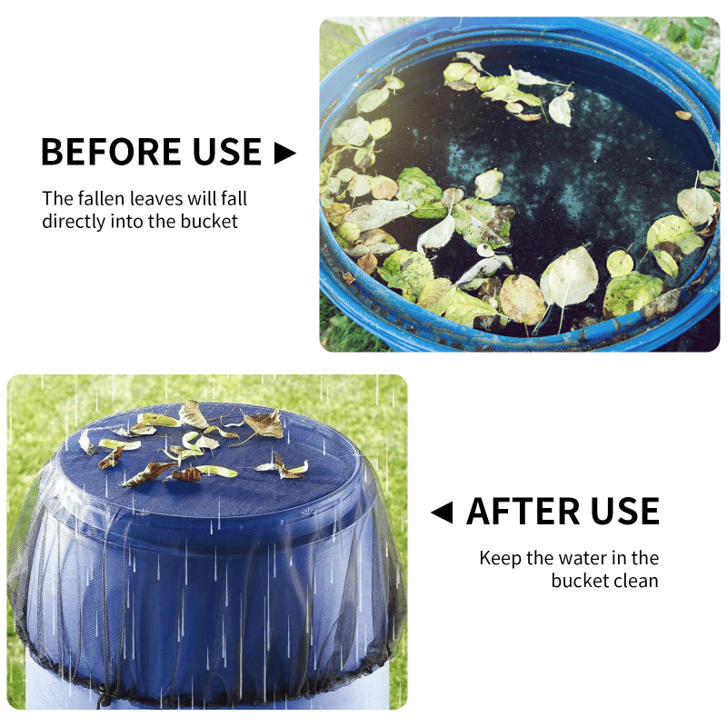 Rain Barrel Net Cover with Drawstring Water Butt Netting