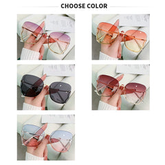 Oversized Metal Rimless Sunglasses Women Eyewear