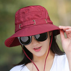 Adjustable Bucket Hat Women Casual Fisherman Cap Outdoor Sunscreen Travel Beach
