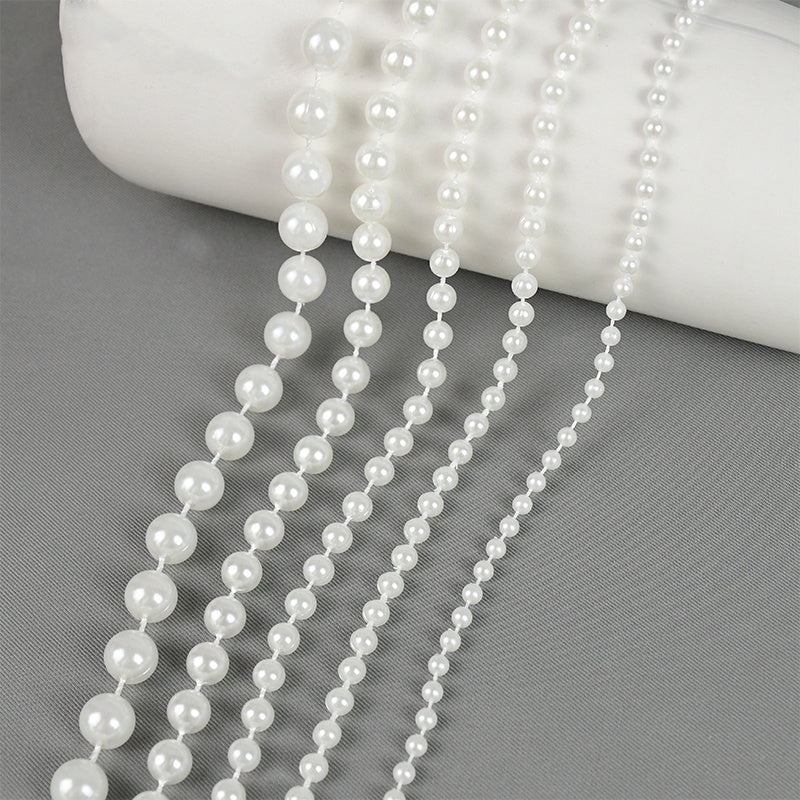 5M ABS Pearl Round Beads Cotton Line Chain Trim Garland Strand