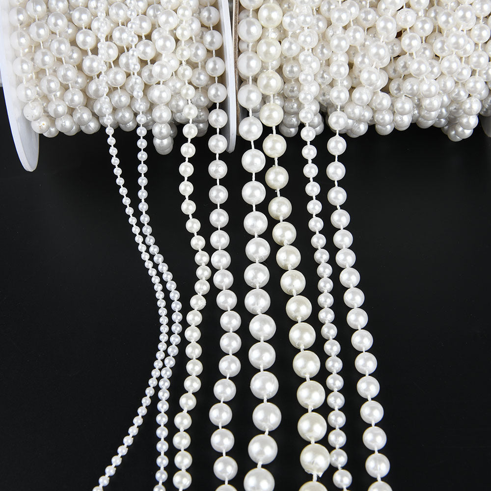 5M ABS Pearl Round Beads Cotton Line Chain Trim Garland Strand