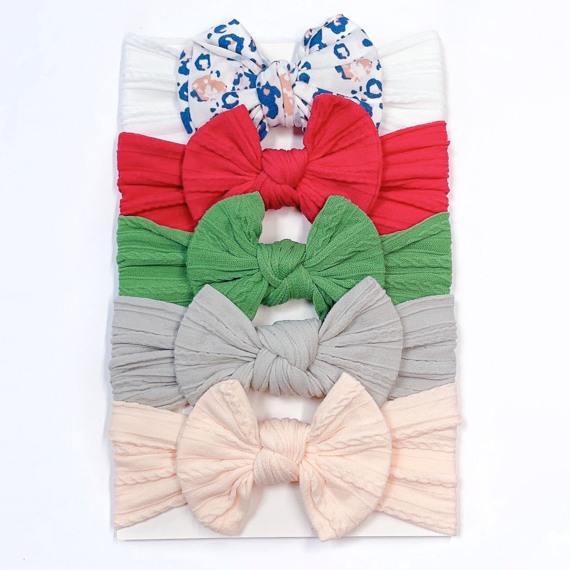 5pcs Elastic Bow Headbands for Girls' Outfits