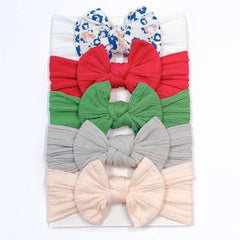 5pcs Elastic Bow Headbands for Girls' Outfits