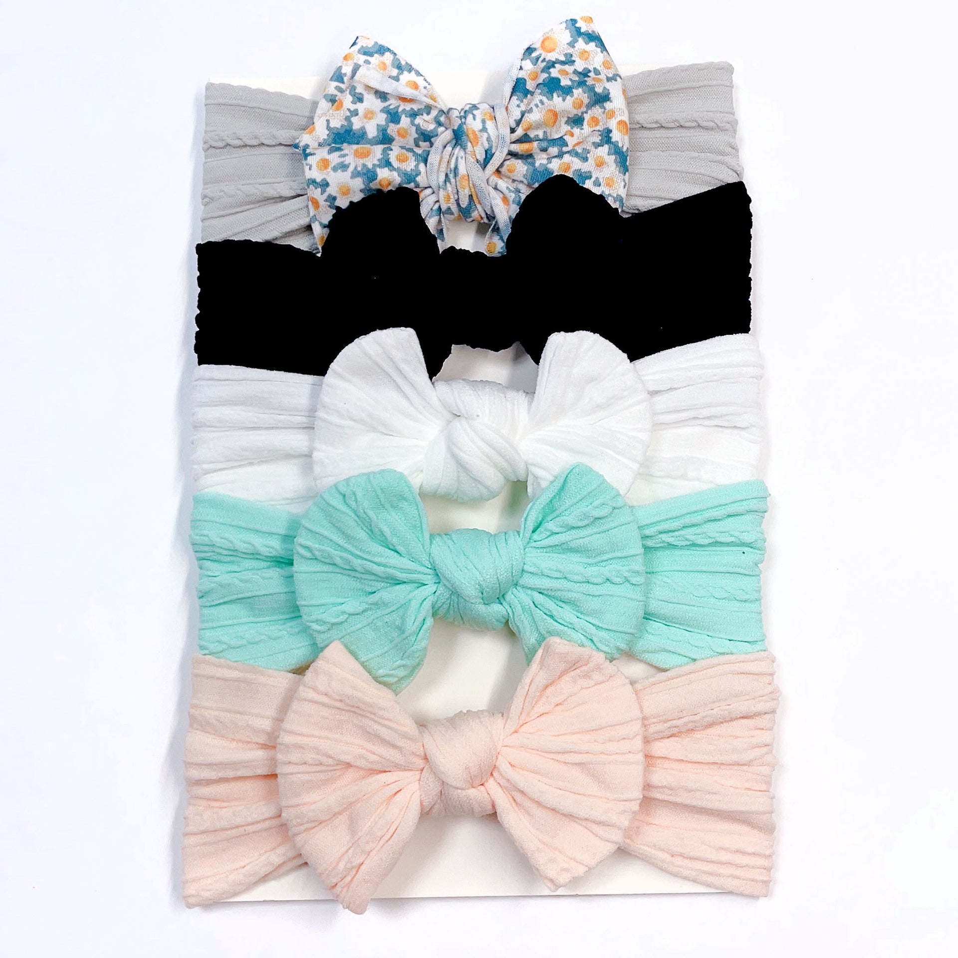 5pcs Elastic Bow Headbands for Girls' Outfits