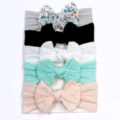5pcs Elastic Bow Headbands for Girls' Outfits