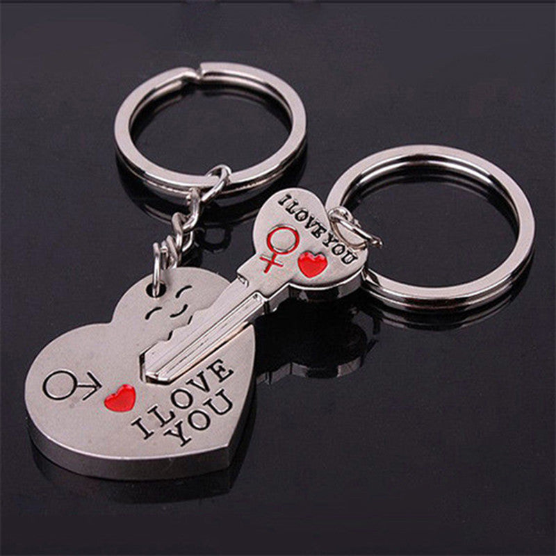 Heart Shaped Metal Keychain with Smile Charm