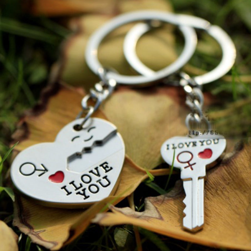 Heart Shaped Metal Keychain with Smile Charm