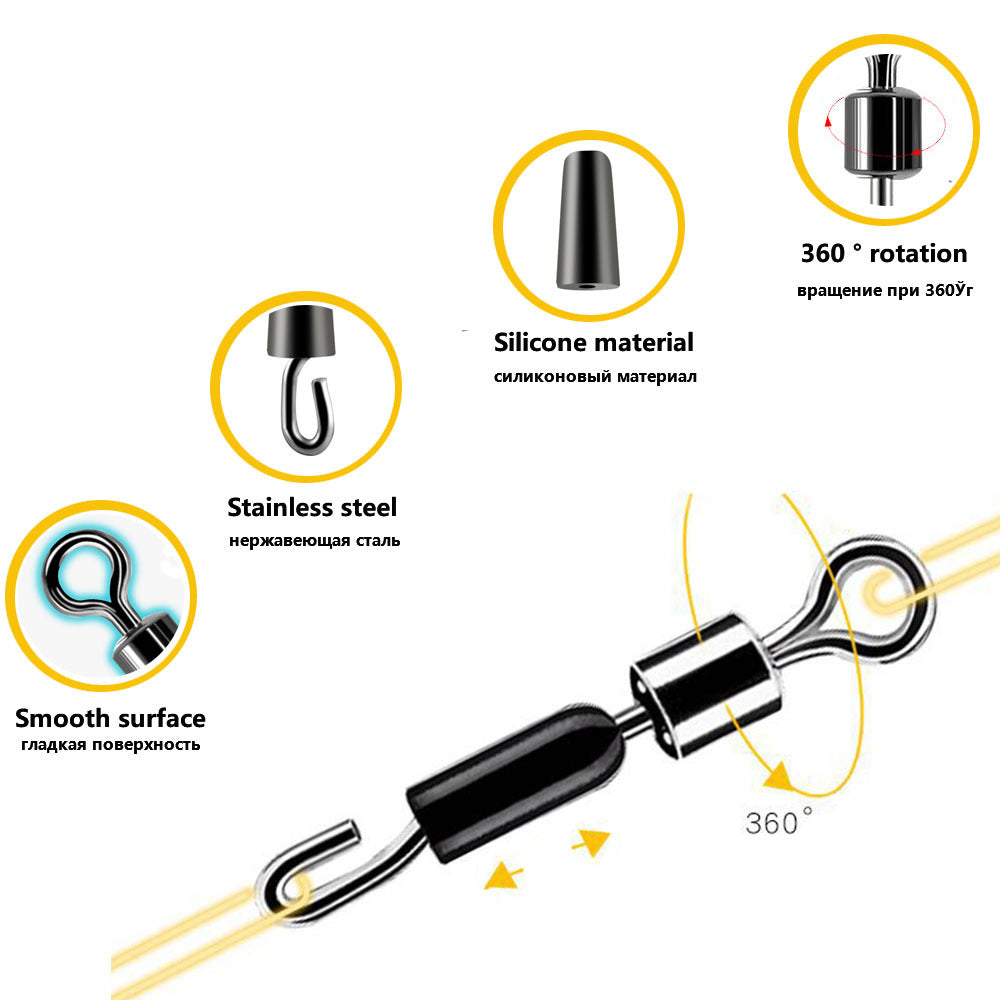 1pc Fishing Hooks Connector Ball Bearing Swivels Fishing Snap Swivels
