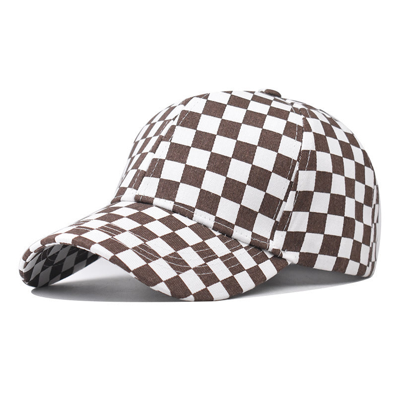 Checkerboard Baseball Cap Outdoor Plaid Peaked Cap