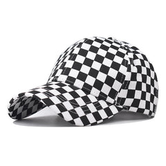 Checkerboard Baseball Cap Outdoor Plaid Peaked Cap