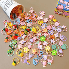 10pcs Cartoon Elastic Hair Ties for Girls' Holidays