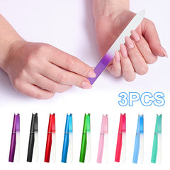 3pcs Glass Nail File With Case Professional Manicure Tool