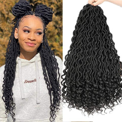 6pk 18in Ombre Long Curly Faux Locs Crochet Hair Deep Wave Braiding Hair
