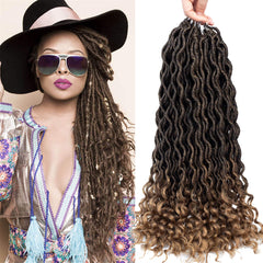 6pk 18in Ombre Long Curly Faux Locs Crochet Hair Deep Wave Braiding Hair