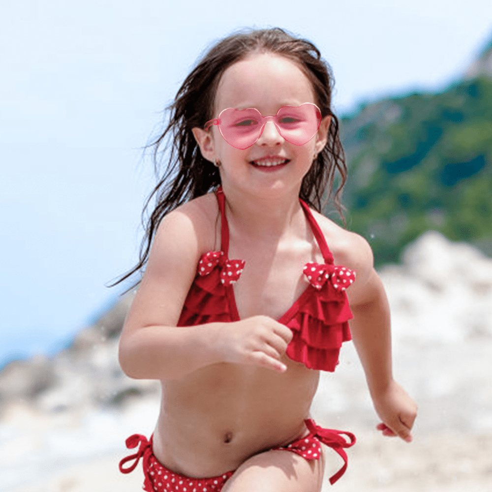 Cartoon Heart Sunglasses & Hair Accessories Set - Holiday Gift for Girls