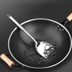 32 Non Stick Honeycomb Coating Wok With Lid Stainless Steel Deep Frying Pan