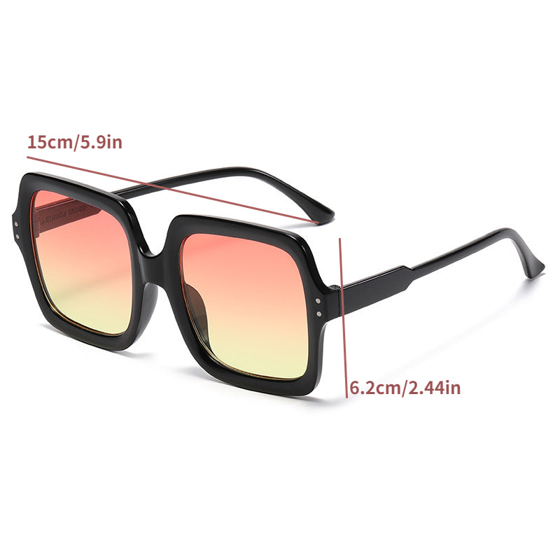 Oversized Square Frame Sunglasses Gradient Lens UV400