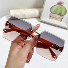 Square Rimless Sunglasses Gradient UV400