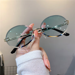 Oval Rimless Sunglasses Gradient UV400